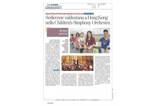 18.10.2016 Articolo pubblicato da La Stampa, ed.Aosta